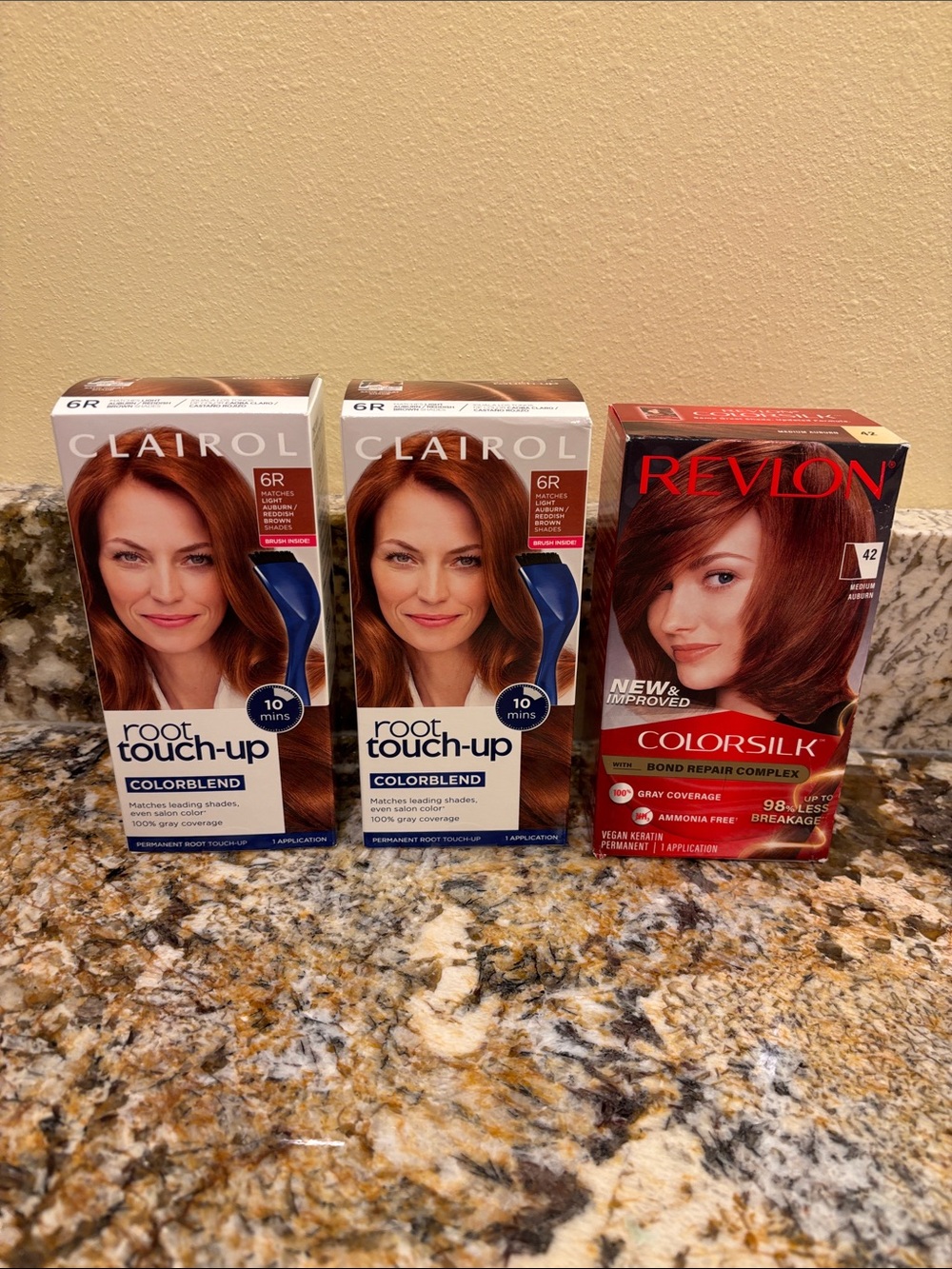 2 Clairol Root Touch-Up Colorblend & 1 Revlon ColorSilk Red Hair Color Set